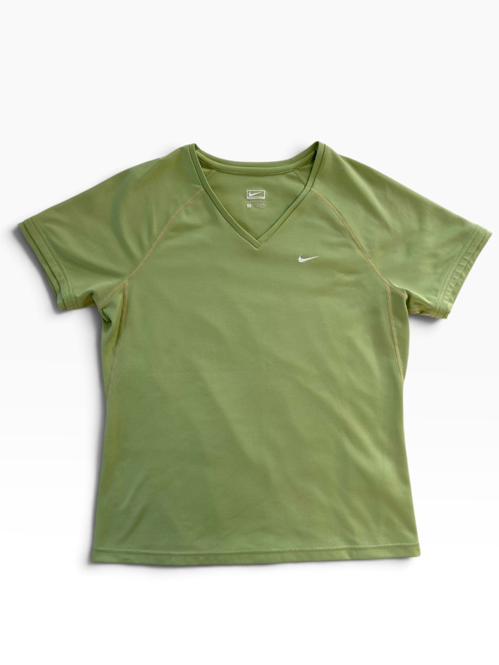 Nike Y2K Light Green V-Neck Short Sleeve Performance Tee